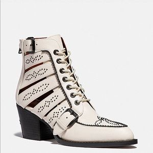 Coach Studded Paisley Chalk Western Boots